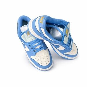 Nike Kids Light Blue & White Low-Top Sneakers with Gold Logo